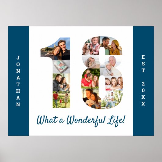 18誕生日の写真のコラージュ ポスター (正面)