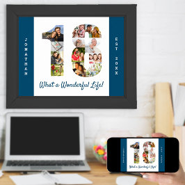 18誕生日の写真のコラージュ ポスター