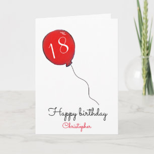 18誕生日の赤い風船カード カード