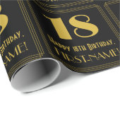18誕生日インスパイア～アールデコルック"18"，名前 ラッピングペーパー (ロールコーナー)