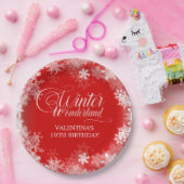18誕生日ウィンターワンダーランドスノーフレークレッド ペーパープレート (パーティー)
