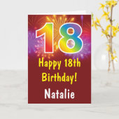 18誕生日カラフルレインボー花火赤 カード (黄色い花)