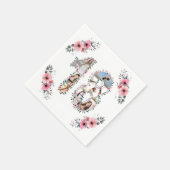 18誕生日ガールフラワーフォトコラージホワイト スタンダードカクテルナプキン (角)