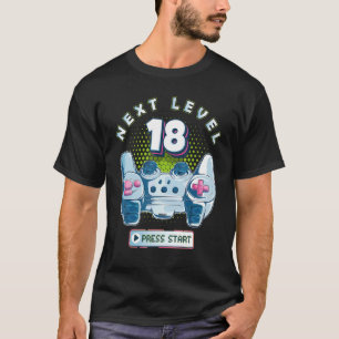 18誕生日ゲーマー次レベル18ゲーミングコントローラー Tシャツ