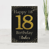 18誕生日ゴールデングリッターカード カード (正面)