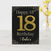 18誕生日ゴールデングリッターカード カード (黄色い花)