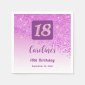 18誕生日シックピンクグリッターナプキンス スタンダードカクテルナプキン (正面)