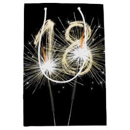 18誕生日スパークラーズオンブラック ミディアムペーパーバッグ