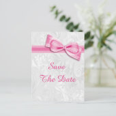 18誕生日ダマスクフェイクと弓の日付を保存 案内ポストカード (スタンド正面)