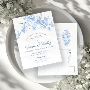 18誕生日ディナーパーティーブルーフローラ インビテーションポストカード