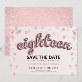 18誕生日バラ金ゴールド赤面ピンクグリッター 招待状