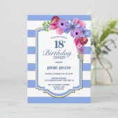 18誕生日パープルフローラディナーパーティー 招待状 (スタンド正面)