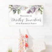 18誕生日パープル薄紫春フラワーウェルカム 横断幕 (インサイチュ)