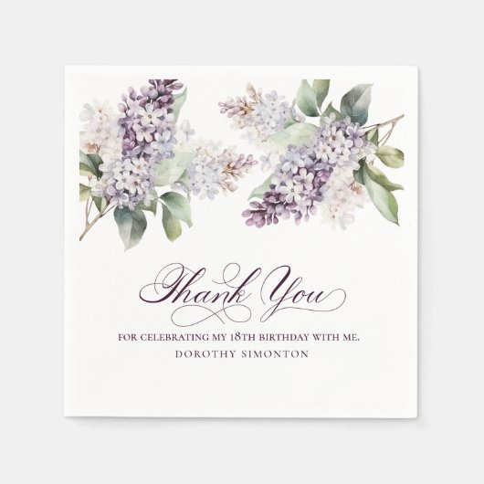 18誕生日パープル薄紫春フラワーカクテル スタンダードカクテルナプキン (正面)