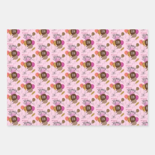 18誕生日ヒョウ虎アニマルプリント風船 ラッピングペーパーシート (正面3)