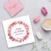 18誕生日ピンクローズ渦巻形のハートバレンタイン スタンダードカクテルナプキン