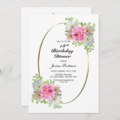 18誕生日ピンク金ゴールドパーティー 招待状 (正面/裏面)