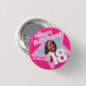 18誕生日フォトおもしろいホットピンクボタン/バッジ 缶バッジ (正面&裏面)