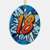 18誕生日フォトおもしろいレトロ漫画ブック セラミックオーナメント (右)