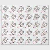 18誕生日フォトガールコラージピンクフラワーホワイト ラッピングペーパー (フラット)