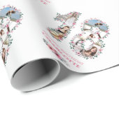 18誕生日フォトガールコラージピンクフラワーホワイト ラッピングペーパー (ロールコーナー)