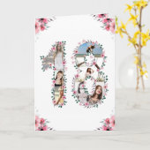 18誕生日フォトコラージガールピンク花白 カード (黄色い花)