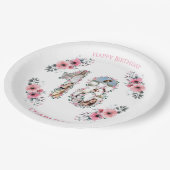 18誕生日フォトコラージガールピンク花白 ペーパープレート (アングル)