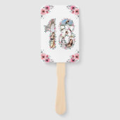 18誕生日フォトコラージピンクガールフラワーホワイト ハンドファン (正面)