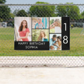 18誕生日フォトコラージュ5写真白黒 横断幕 (インサイチュ)