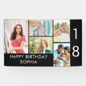 18誕生日フォトコラージュ5写真白黒 横断幕 (横)