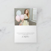 18誕生日フォトピンクボウ山花折り畳み サンキューカード (内部)