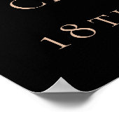 18誕生日ブラックバラ金ゴールドフォトスター歓迎 ポスター (角)