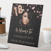 18誕生日ブラックバラ金ゴールドフォトスター歓迎 台座サイン (インサイチュ)