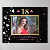 18誕生日ブラック金ゴールドお祝い写真 箔ポスター (正面)