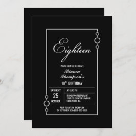 18誕生日ブラック(白フレームパーティー) 招待状