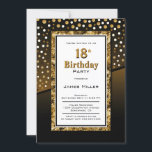 18誕生日ブラック&金ゴールド 招待状<br><div class="desc">この黒とユニーク金ゴールド18歳の誕生日パーティーの招待でモダンあなたの誕生祝い計画を開始する。</div>