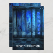 18誕生日ボーイズメンズアーバン通りアートグランジ 招待状 (正面/裏面)