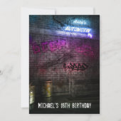 18誕生日ボーイズメンズアーバン通りアートグランジ 招待状 (正面)