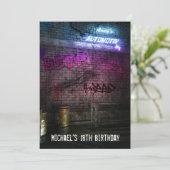 18誕生日ボーイズメンズアーバン通りアートグランジ 招待状 (スタンド正面)