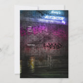 18誕生日ボーイズメンズアーバン通りアートグランジ 招待状 (裏面)