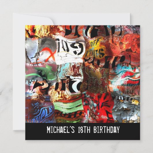 18誕生日ボーイズ通りアート抽象芸術A3 招待状 (正面)