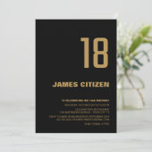 18誕生日ミニマモダンリストブラック金ゴールドパーティー 招待状 (スタンド正面)