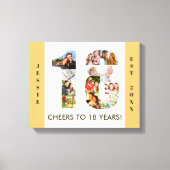 18誕生日写真部番号18ニュートラル キャンバスプリント (正面)
