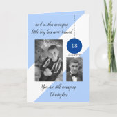 18誕生日名date blue white photo カード (正面)