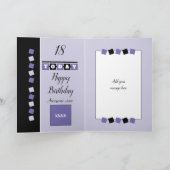 18誕生日名date purple white photo カード (内部)