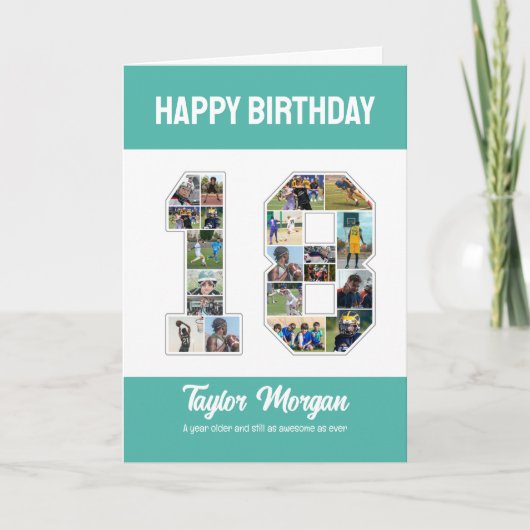 18誕生日周年記念Number 18フォトコラージュ カード (正面)