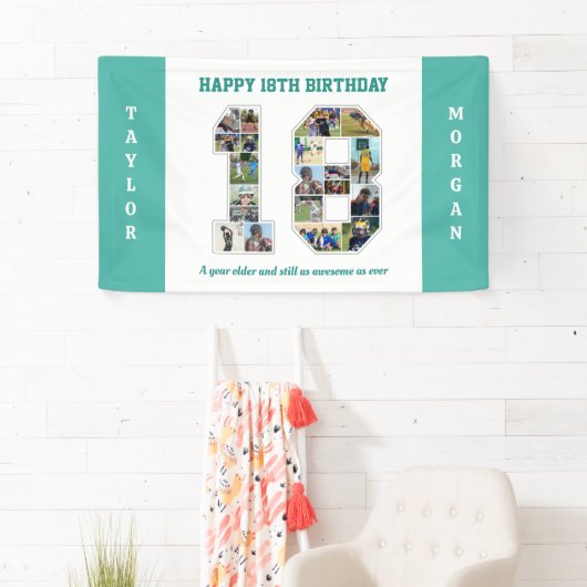 18誕生日周年記念Number 18フォトコラージュ 横断幕 (インサイチュ)