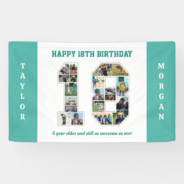 18誕生日周年記念Number 18フォトコラージュ 横断幕