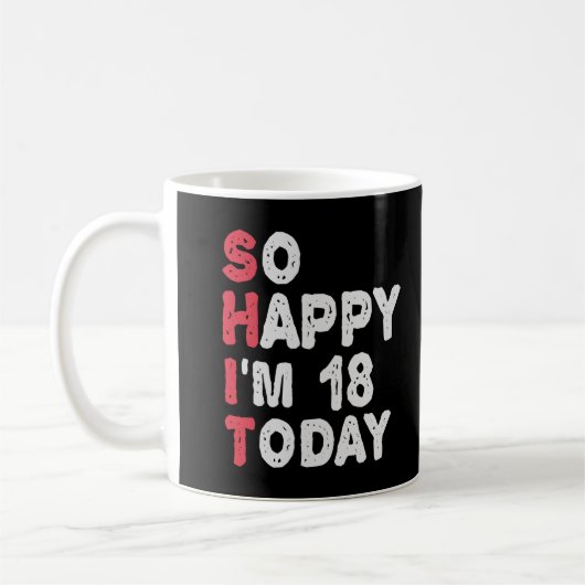 18誕生日嬉しい今日のギフト18だおもしろい コーヒーマグカップ (左)