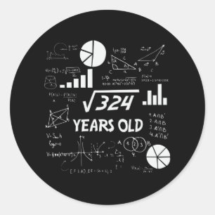 18誕生日平方根数学18歳 ラウンドシール